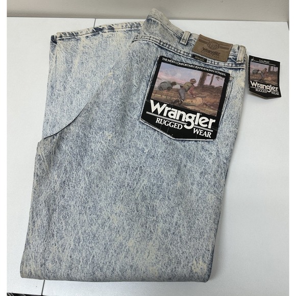 Vintage WRANGLER Rugged Wear Western Cowboy Rodeo Denim Jeans 40 x 30 NOS